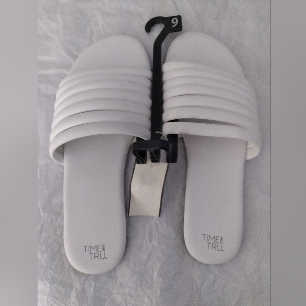 Time and Tru Women's Multi-Band Slide Sandals Size 9